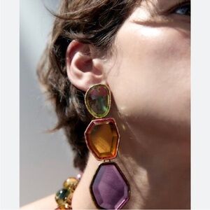 Zara Resin Geo Multi Colored Drop Earrings